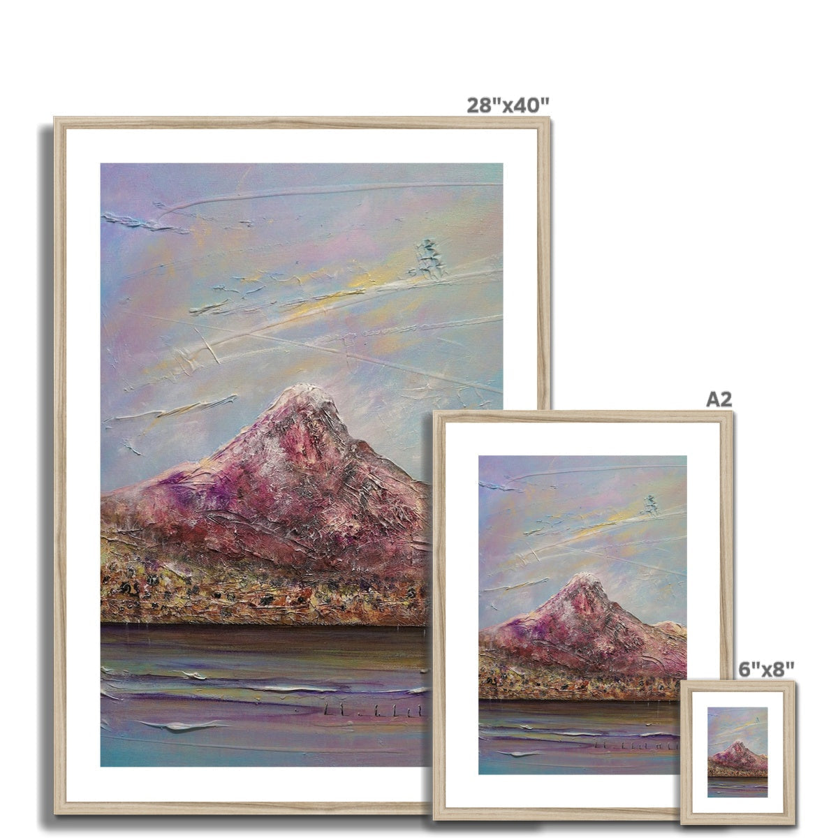 28x40 Framed Ben Lomond Mountain Landscape Art Print in Pink Purple Hues
