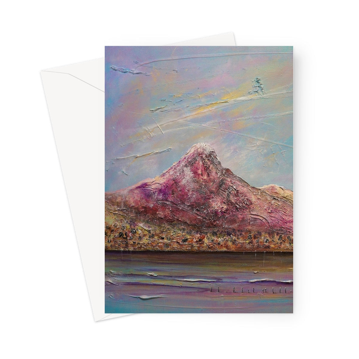 Ben Lomond Greeting Card: Purple Mountain Abstract Design