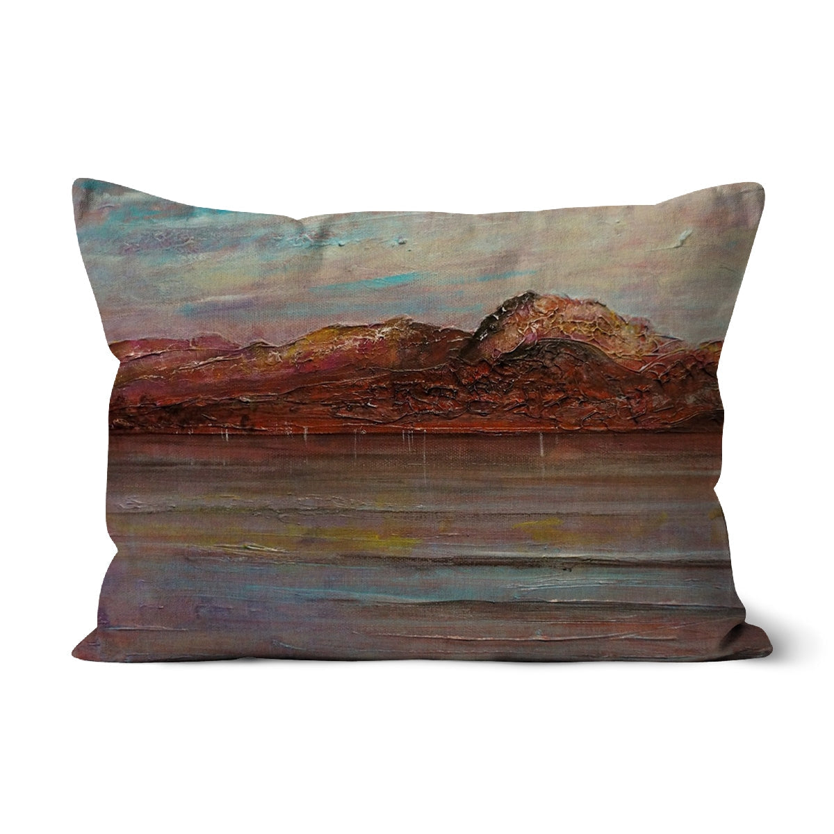 Ben Nevis Cushion: brown beige mountain landscape throw pillow