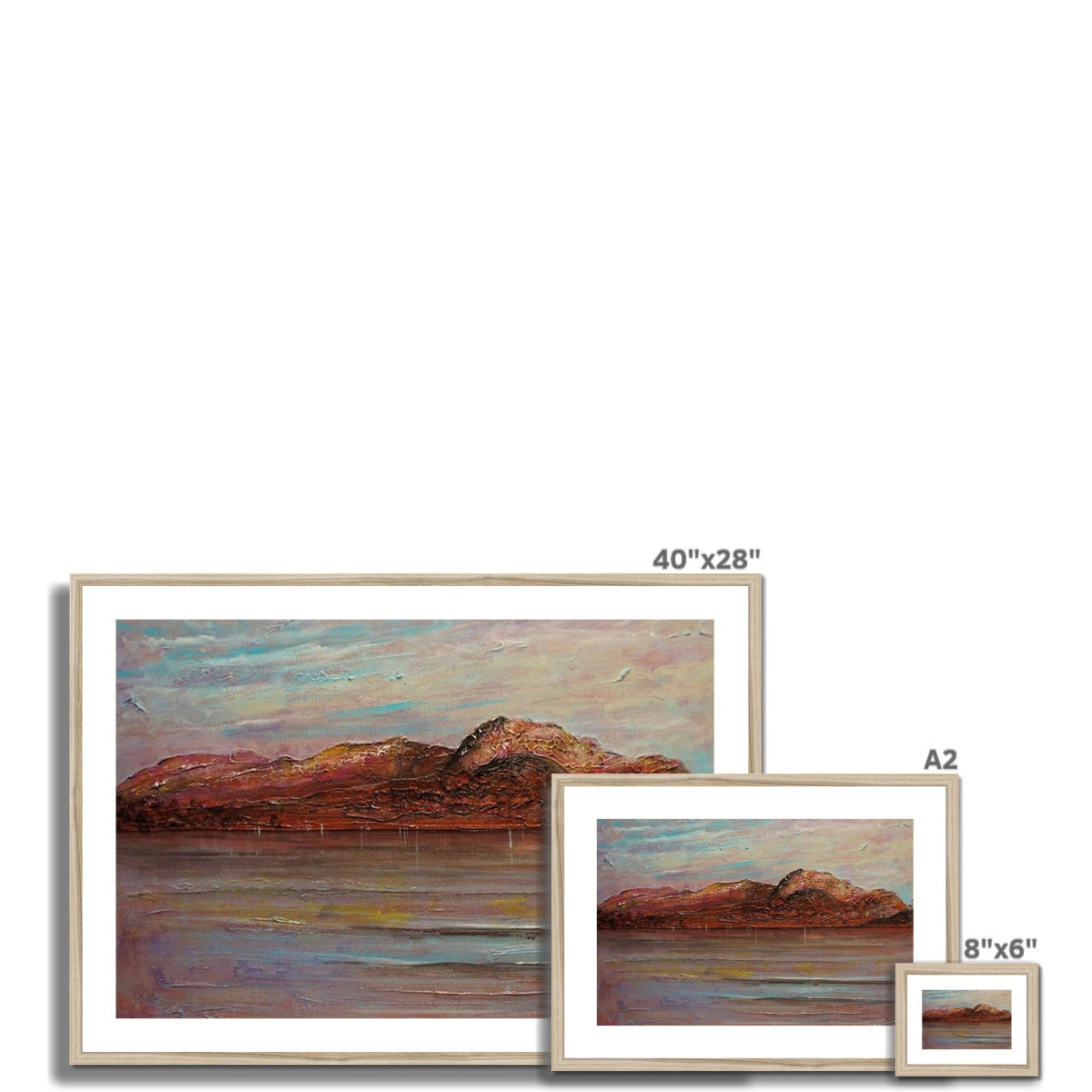 40x28 inch framed Ben Nevis minimalist landscape print in earthy tones