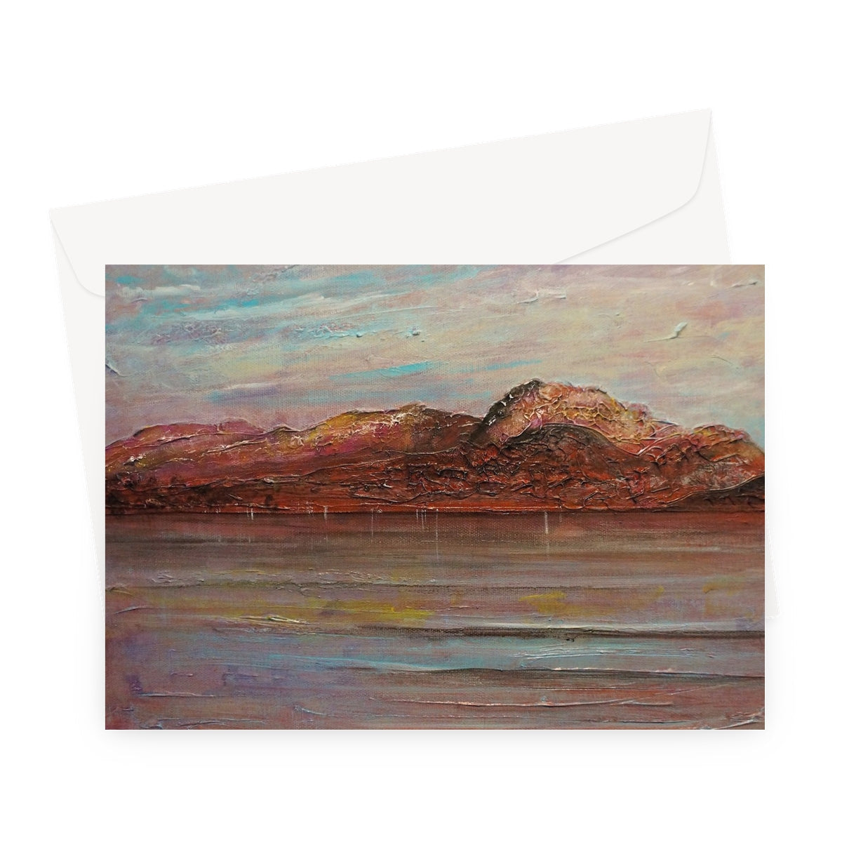Ben Nevis greeting card with muted earth tone mountain landscape