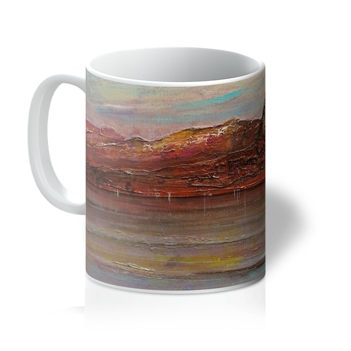 Ben Nevis ceramic mug with glossy abstract landscape in earthy tones