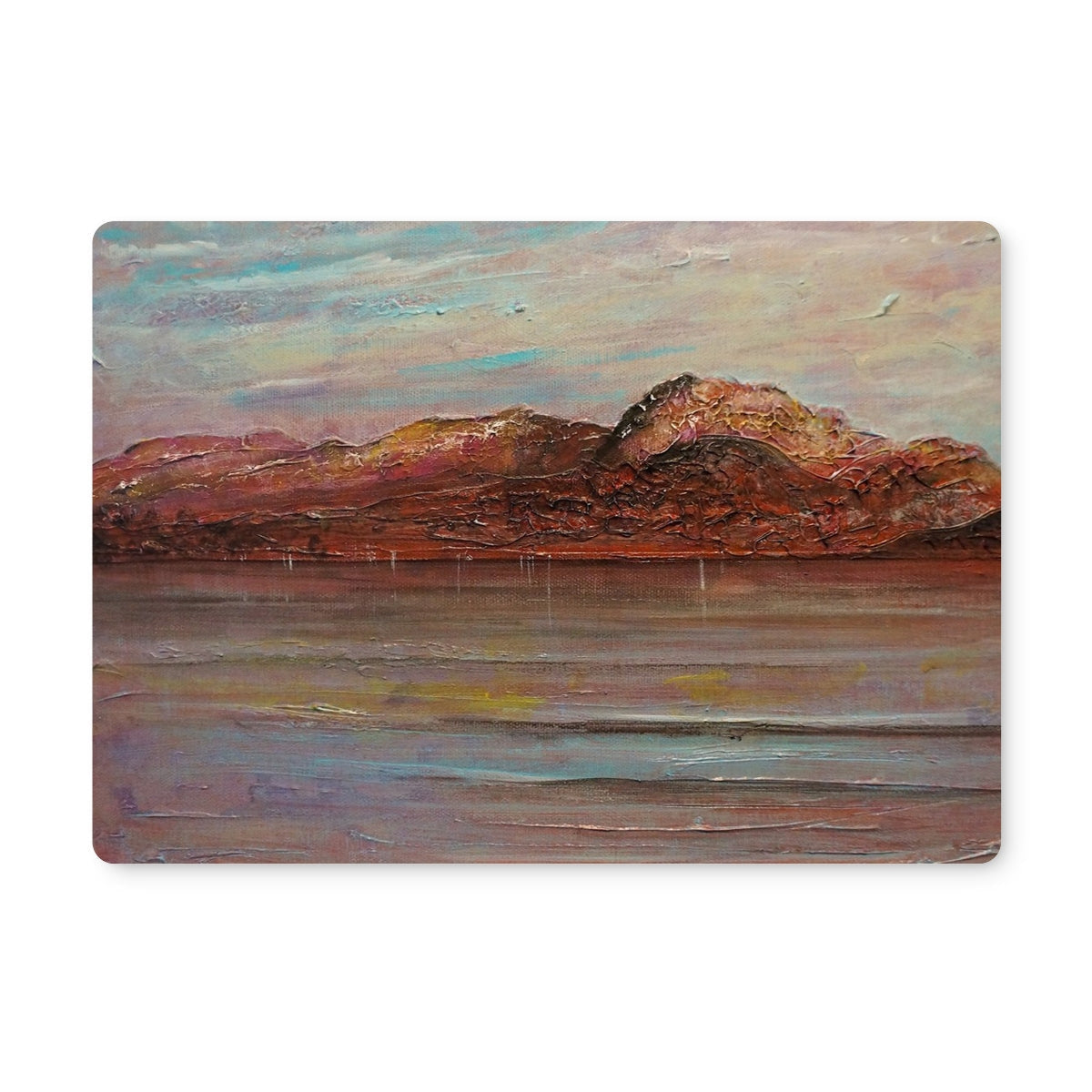 Brown beige abstract Ben Nevis landscape placemat textured oil paint art