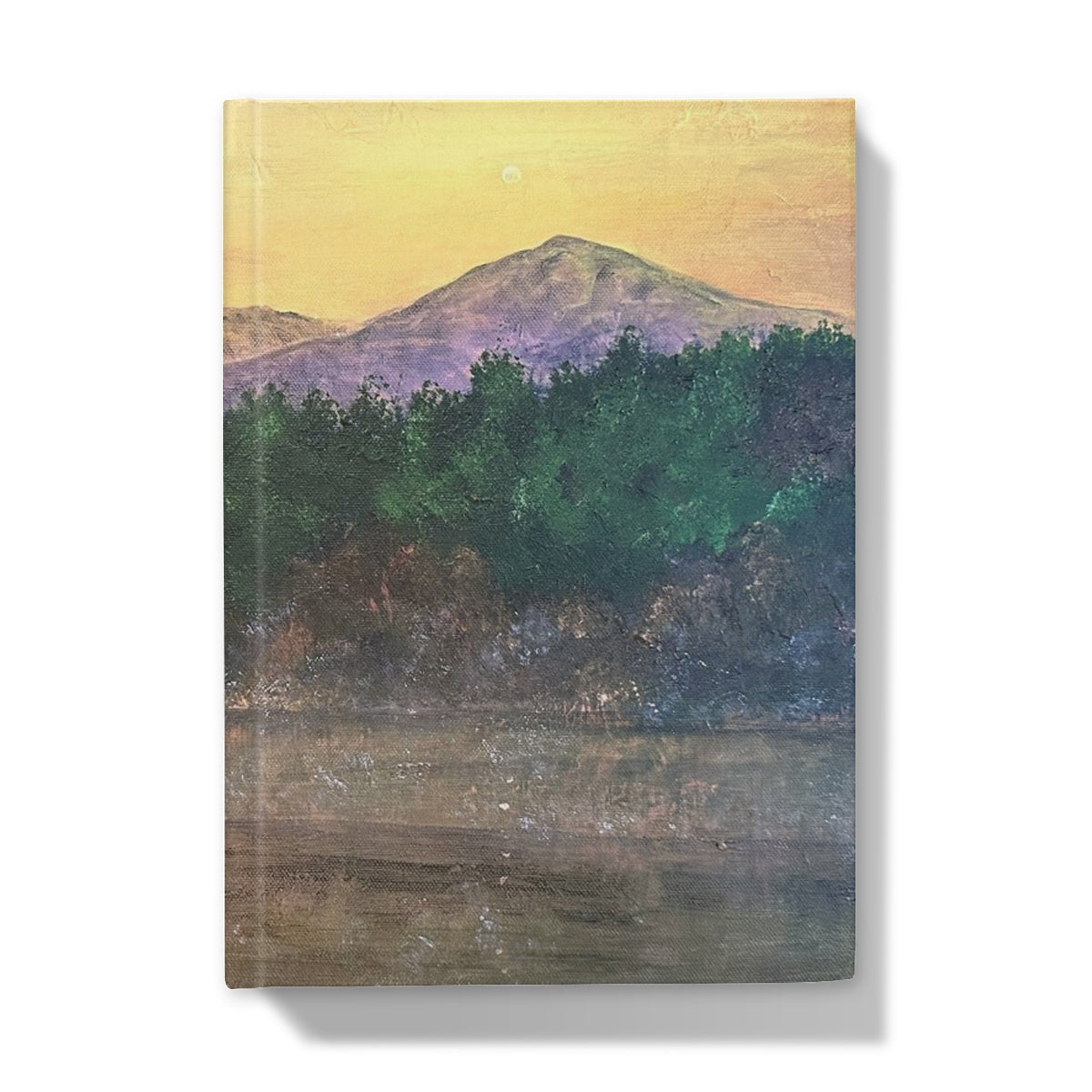 Canvas print of mountain landscape with green trees and purple hues on Ben Tee Invergarry Journal