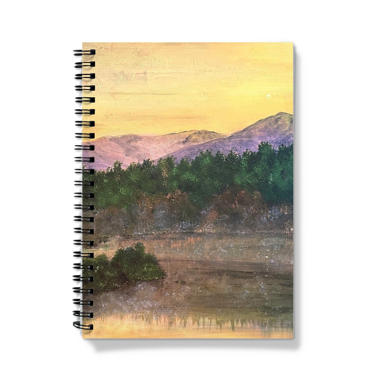 Ben Tee Invergarry Notebook with watercolor landscape cover of mountains and trees