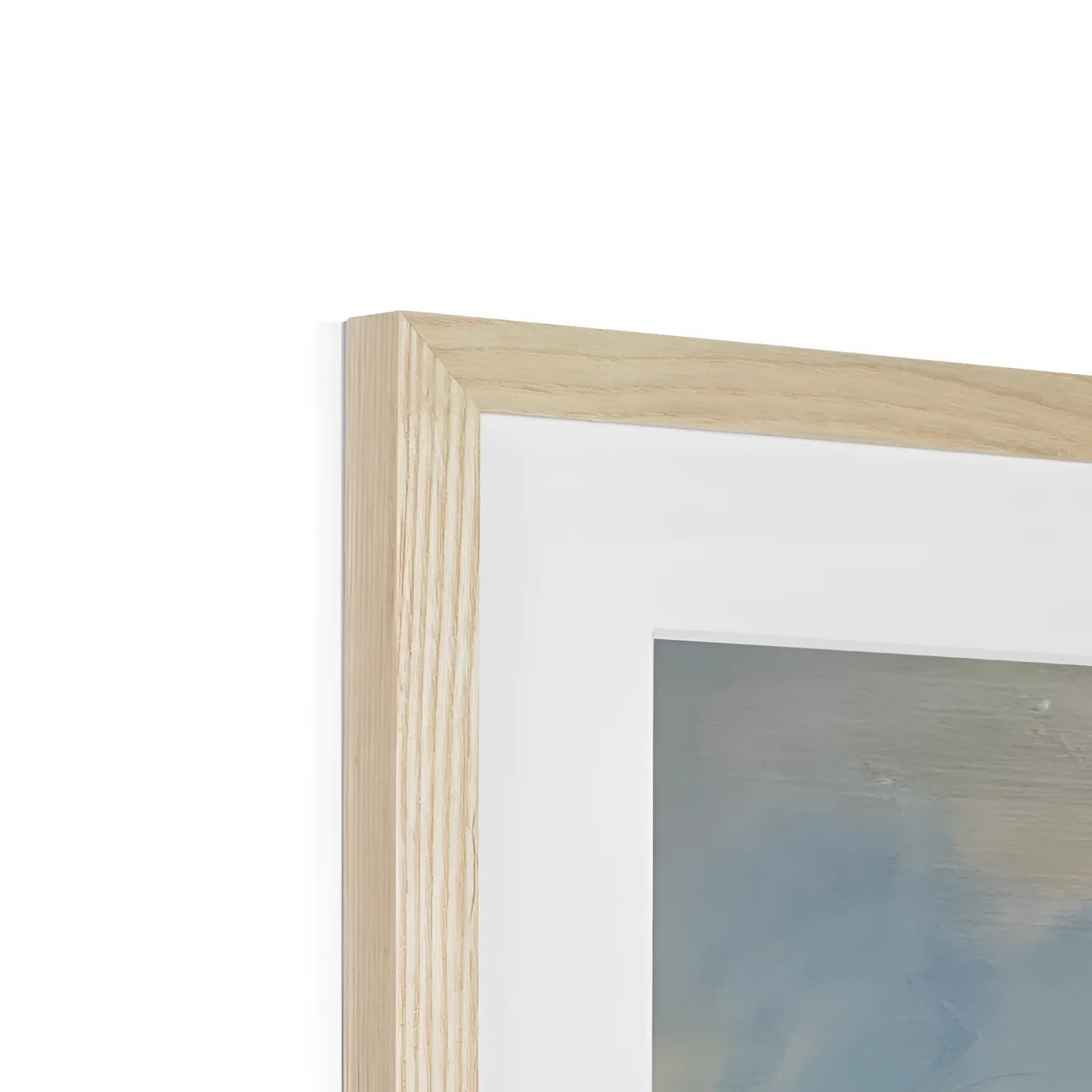 The Biggie Framed & Mounted Print featuring a light wood frame with white mat and blue grey artwork