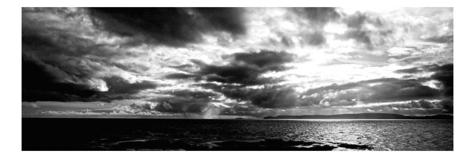 Dramatic seascape with stormy clouds from Blackwaterfoot Arran Panoramic Prints