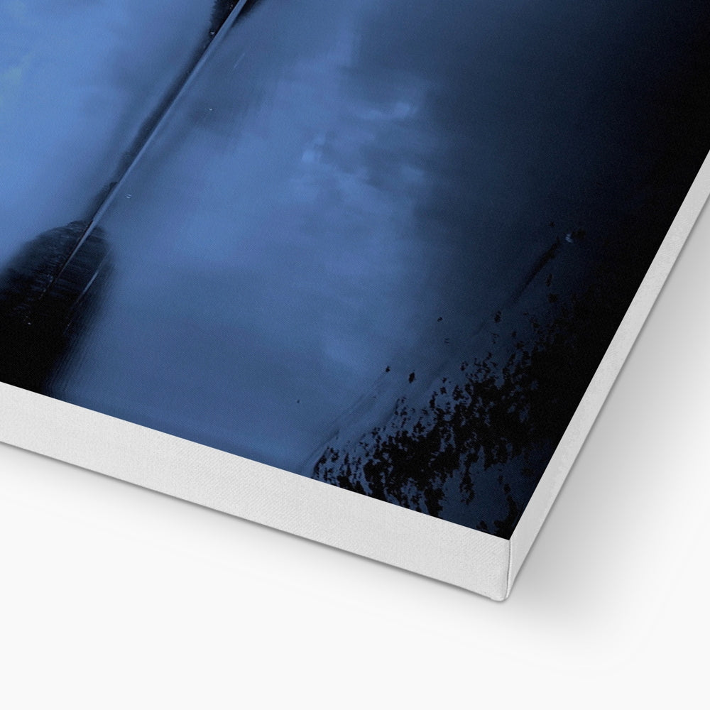 Silver rectangular photo frame on blue hour Loch Fyne canvas print