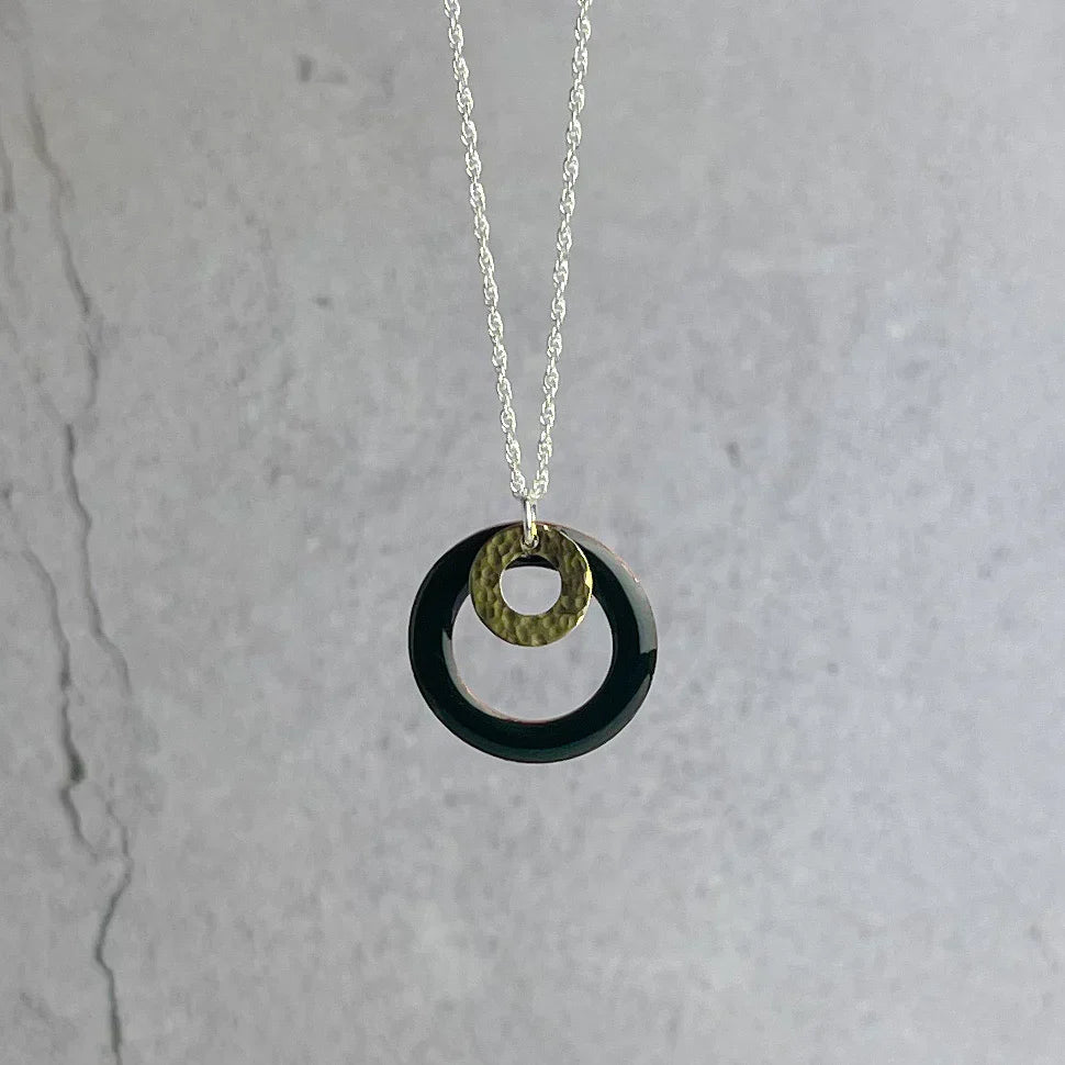 Collier créole en émail vert bouteille