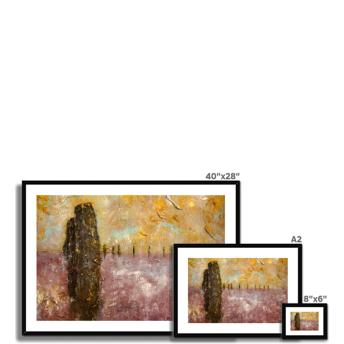 40x28in Framed Brodgar Mist Orkney Abstract Print in Browns and Golds