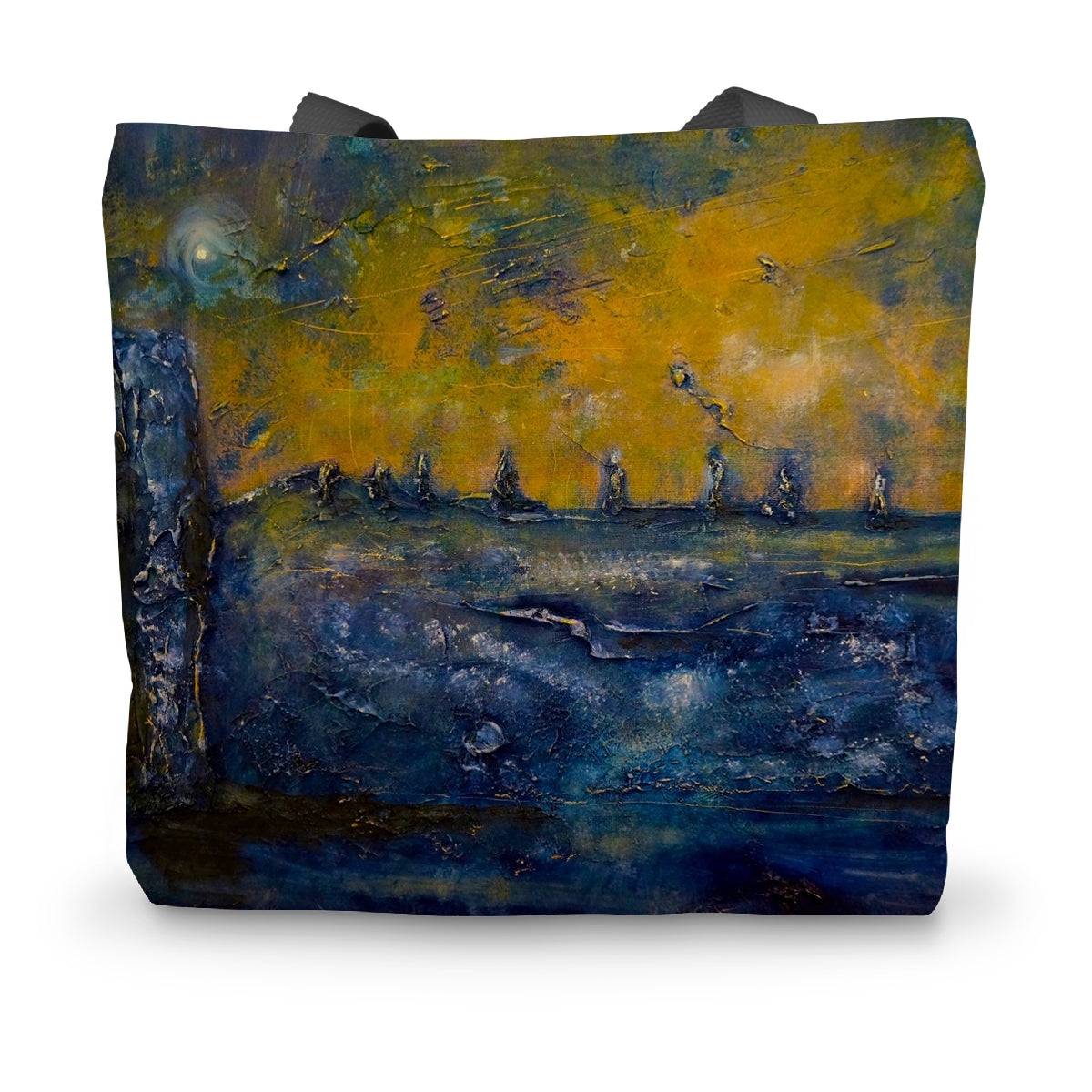 Brodgar Moonlight Orkney Art Gifts Canvas Tote Bag-Bags-Orkney Art Gallery-14"x18.5"-Paintings, Prints, Homeware, Art Gifts From Scotland By Scottish Artist Kevin Hunter