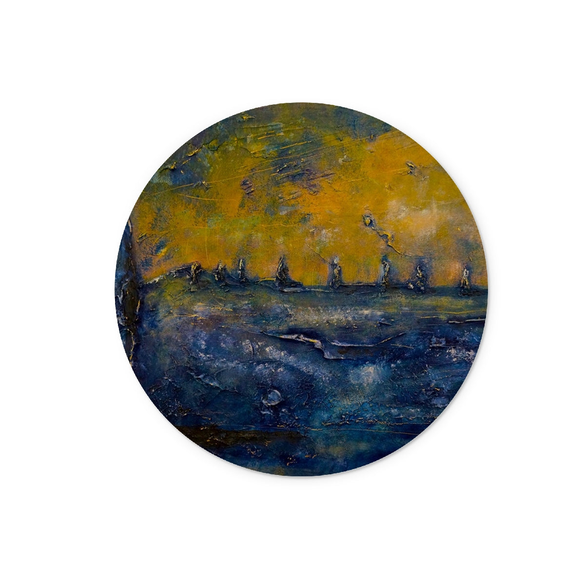 Brodgar Moonlight Orkney Art Gifts Glass Chopping Board-Glass Chopping Boards-Orkney Art Gallery-12" Round-Paintings, Prints, Homeware, Art Gifts From Scotland By Scottish Artist Kevin Hunter