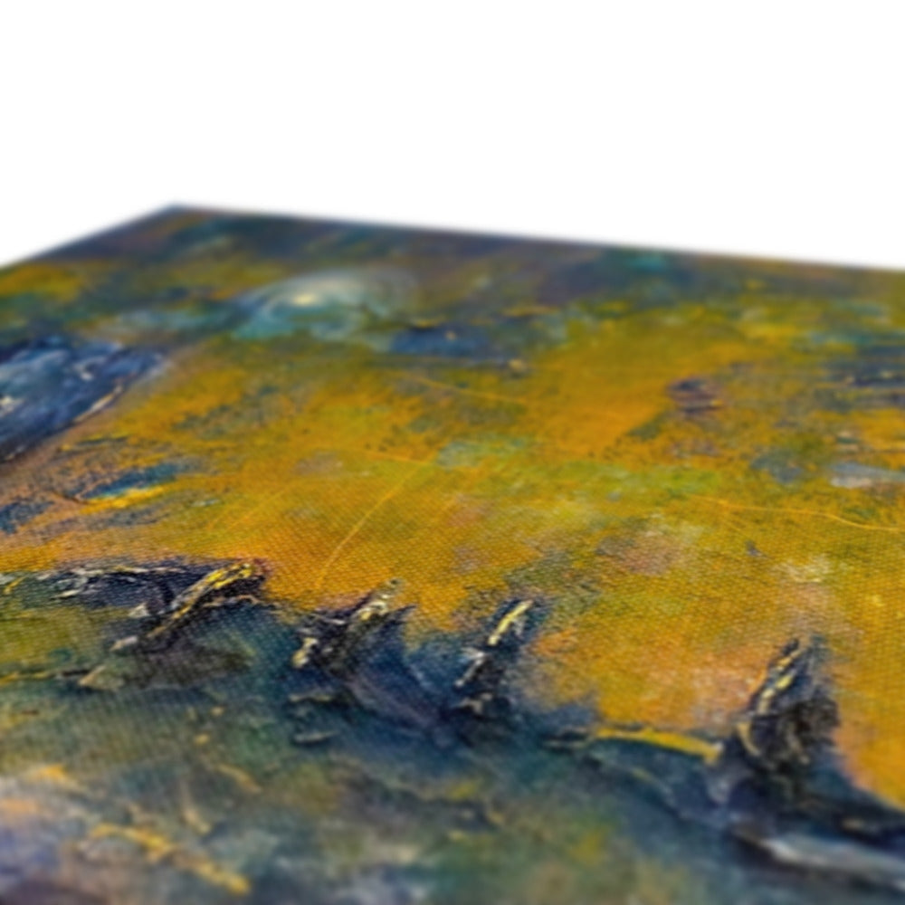 Yellow black textured woven fabric coaster in Brodgar Moonlight Orkney Canvas Prints