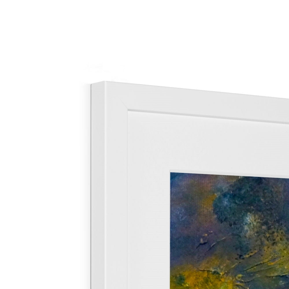 Brodgar Moonlight Orkney art print in white matte frame with thin black border