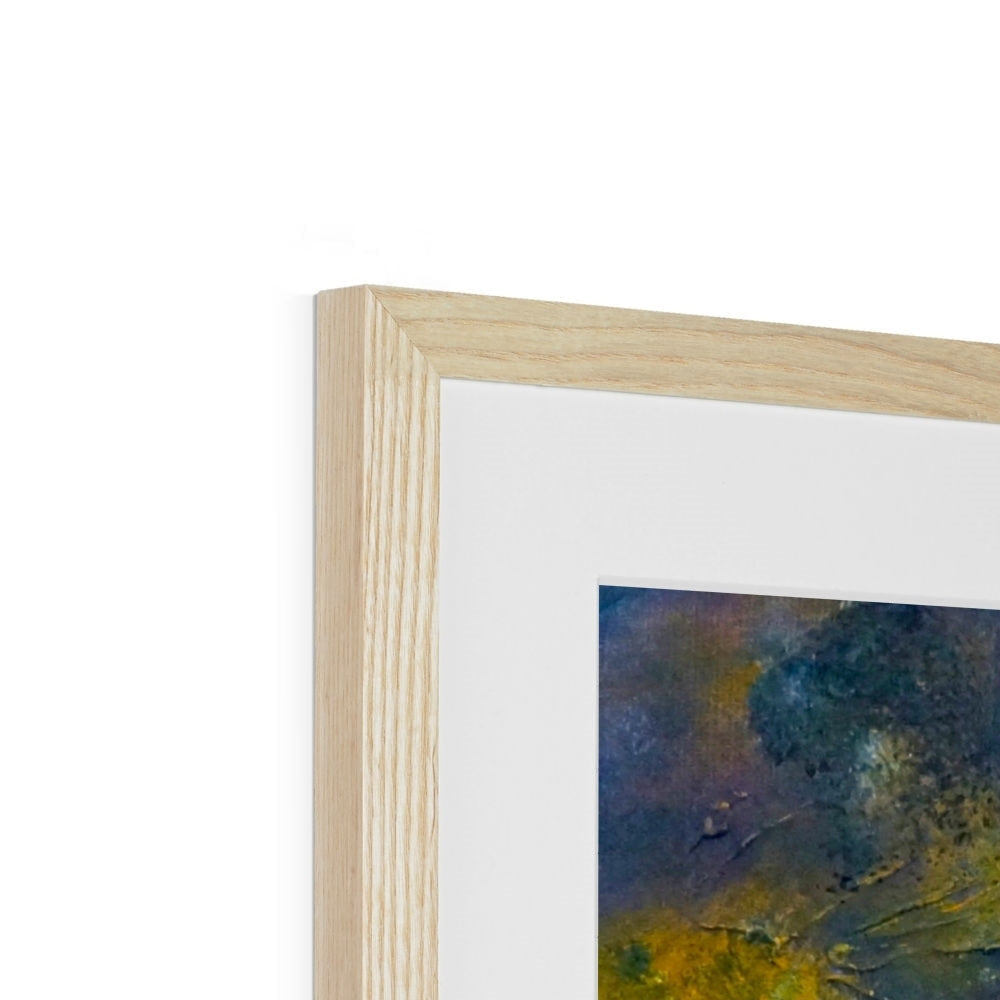 Light oak frame with white mat and Brodgar Moonlight Orkney abstract print