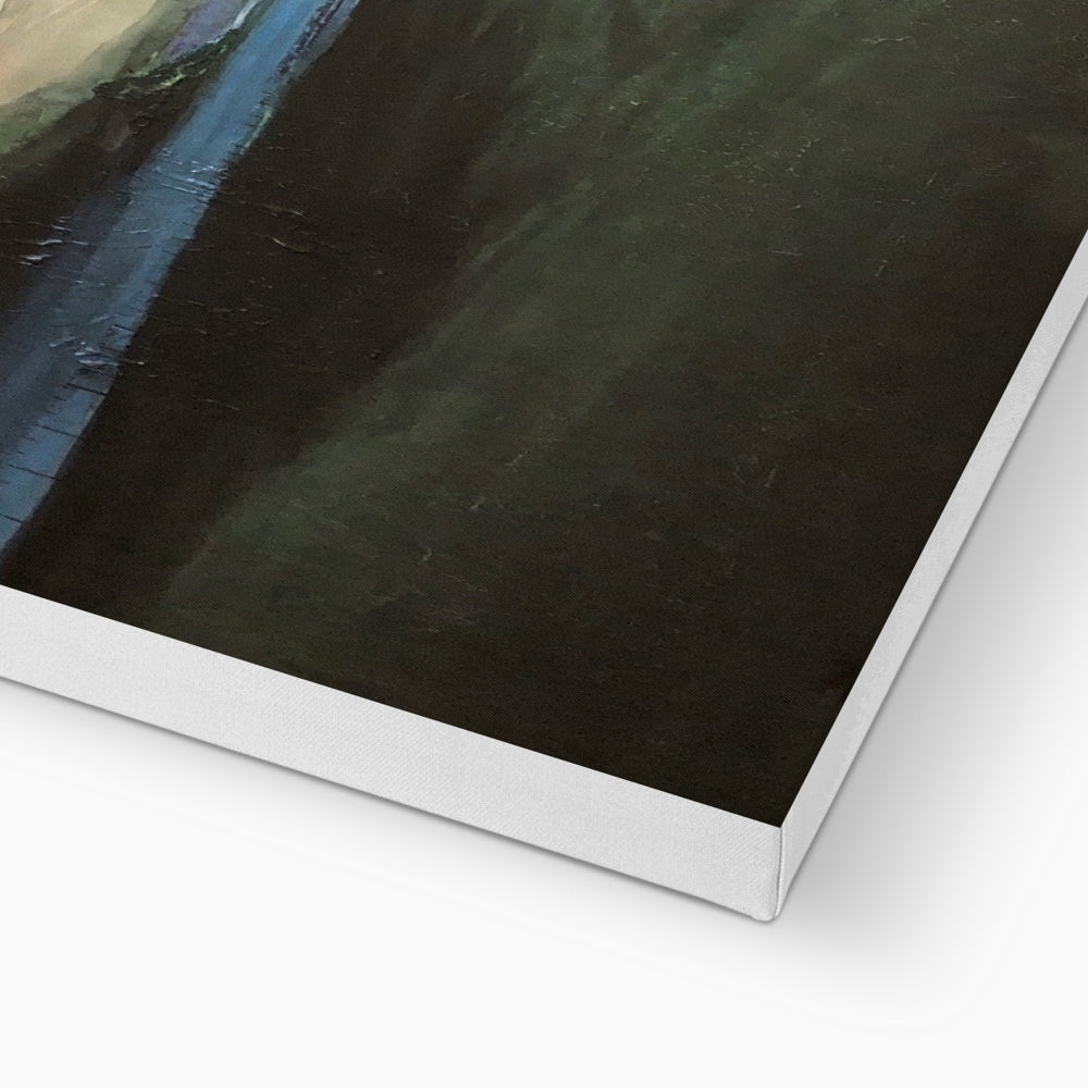 A canvas print with a dark, abstract painting.