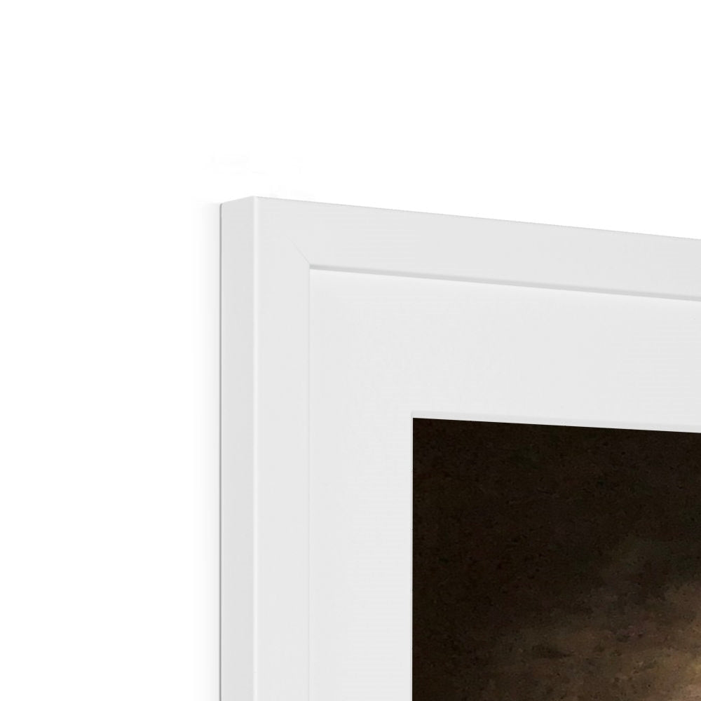 White matted picture frame with a dark castle image from A Brooding Castle Stalker print