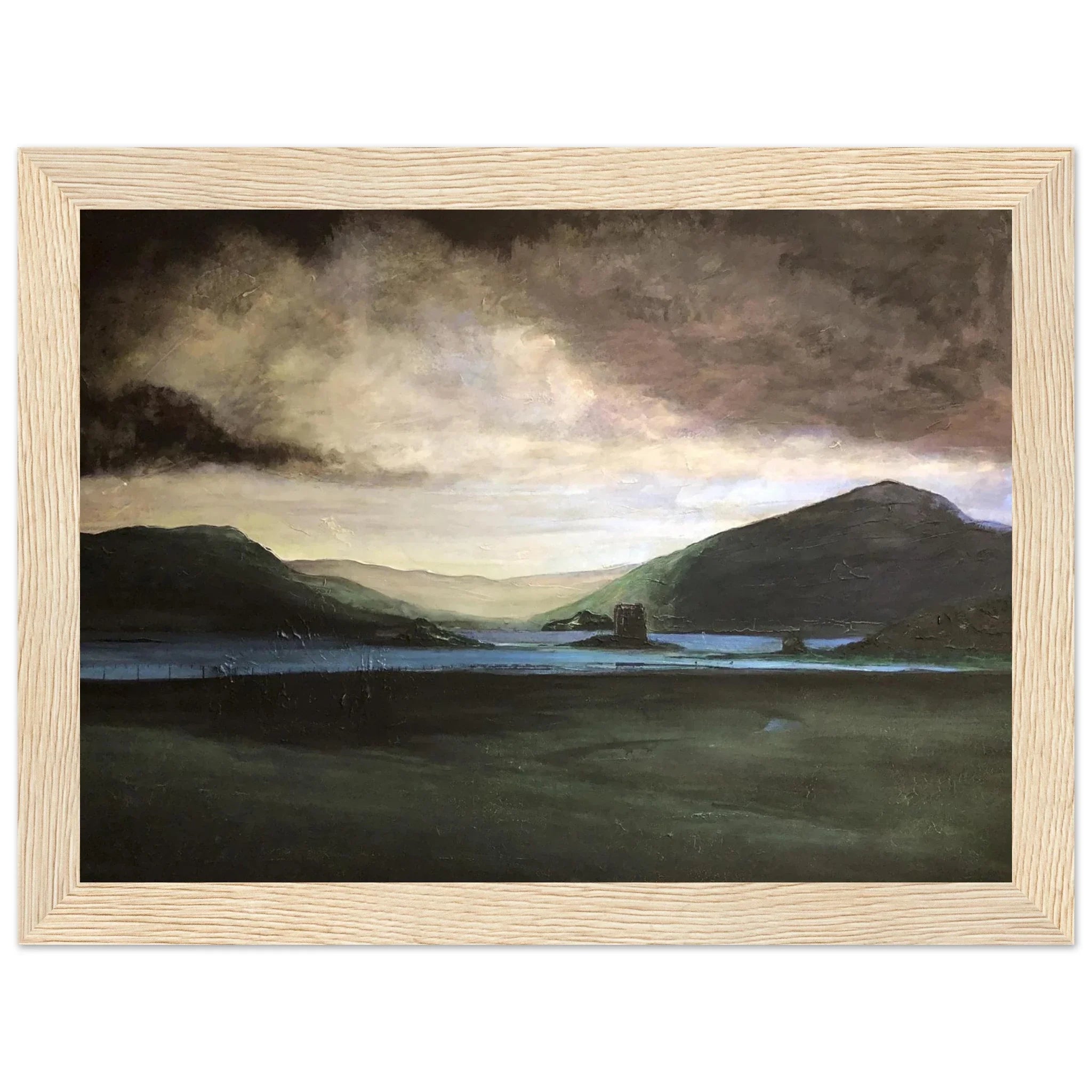 Moody Scottish mountains painting in A Brooding Castle Stalker frame