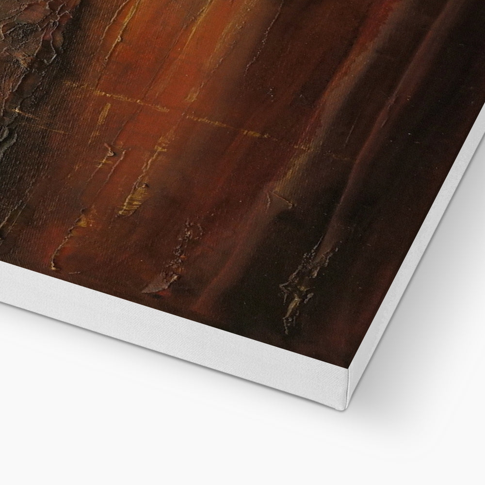 Brown wooden wall art with glossy finish and natural grain patterns in A Brooding Clyde Dusk Canvas Prints