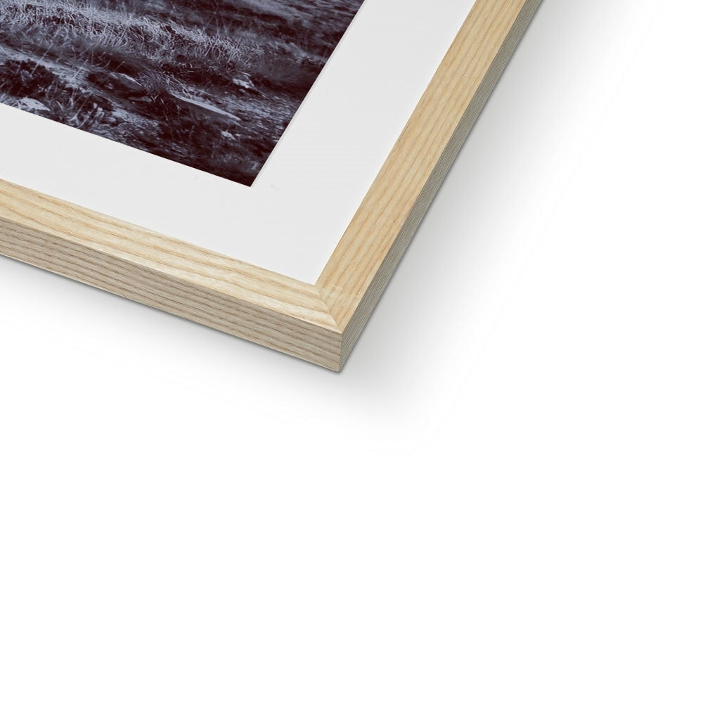Brooding Cuillin black water photo in white mat wooden frame