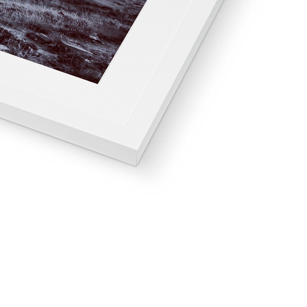 White matte frame with black textured interior for The Brooding Cuillin Art Prints