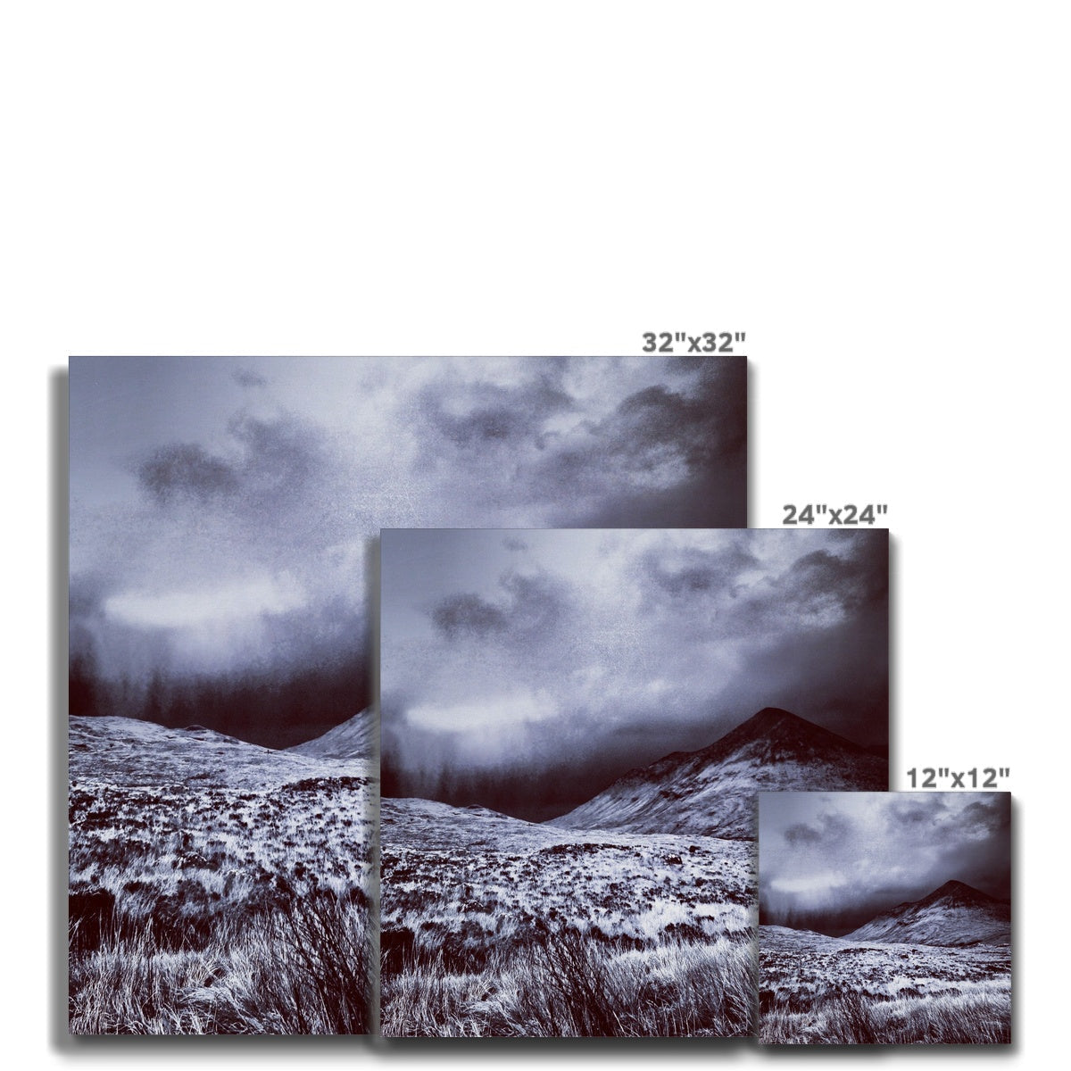 32x32 inch black and white A Brooding Glen Varagil landscape canvas print