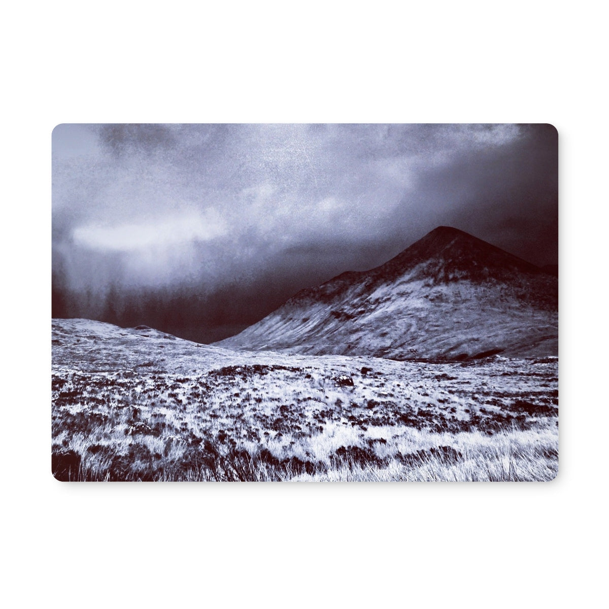 Black and white mountain landscape mouse pad on Brooding Glen Varagil Placemat