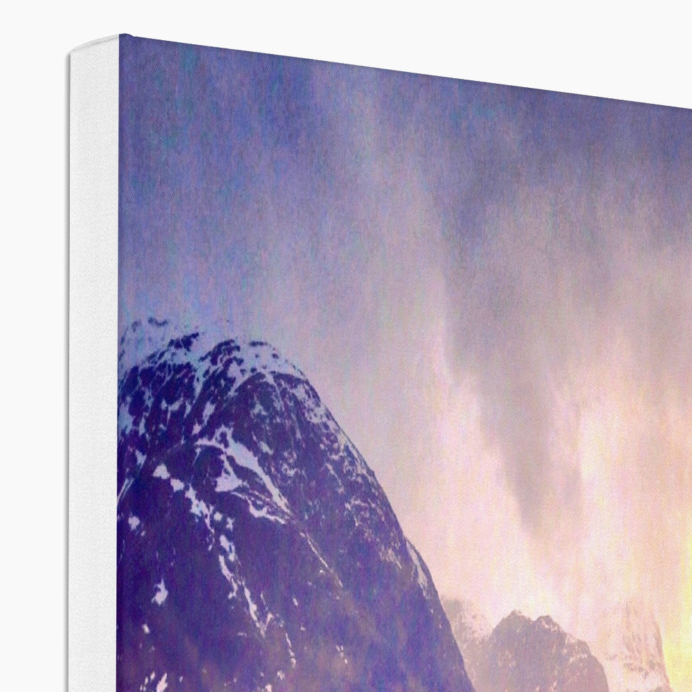 Snow-covered Glencoe mountain canvas print with purple pink sky