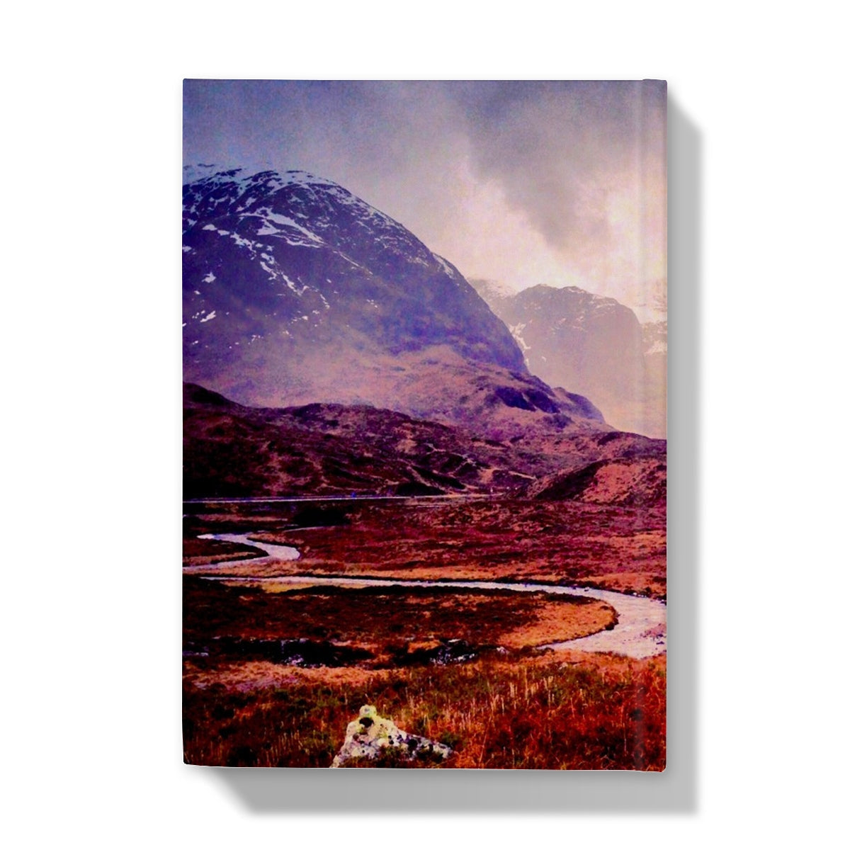 Canvas print of brooding Glencoe mountain landscape with river and autumn foliage
