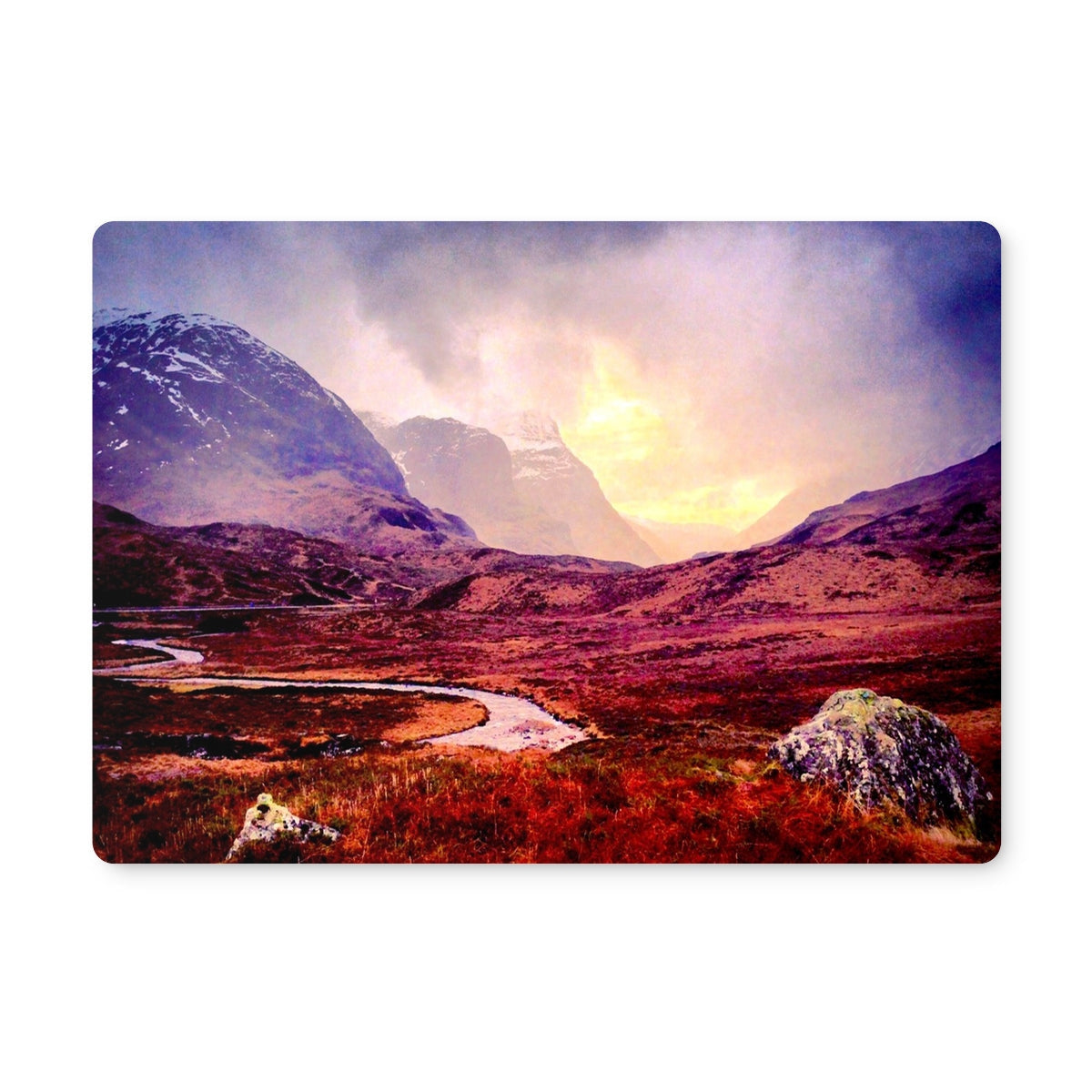 24x36 inch canvas print of misty Glencoe mountains with autumn foliage