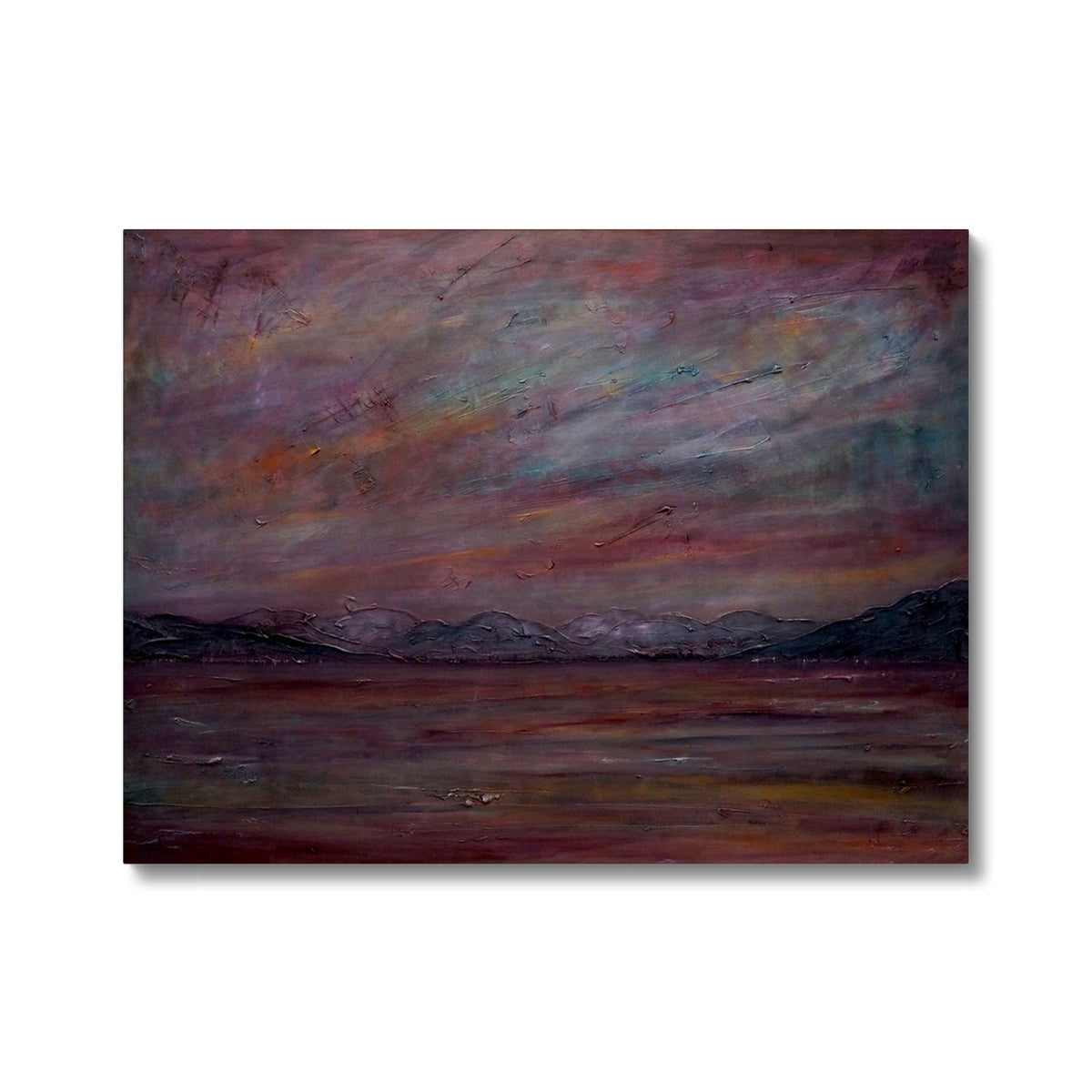 A Brooding Holy Loch canvas: abstract muted earth tones landscape