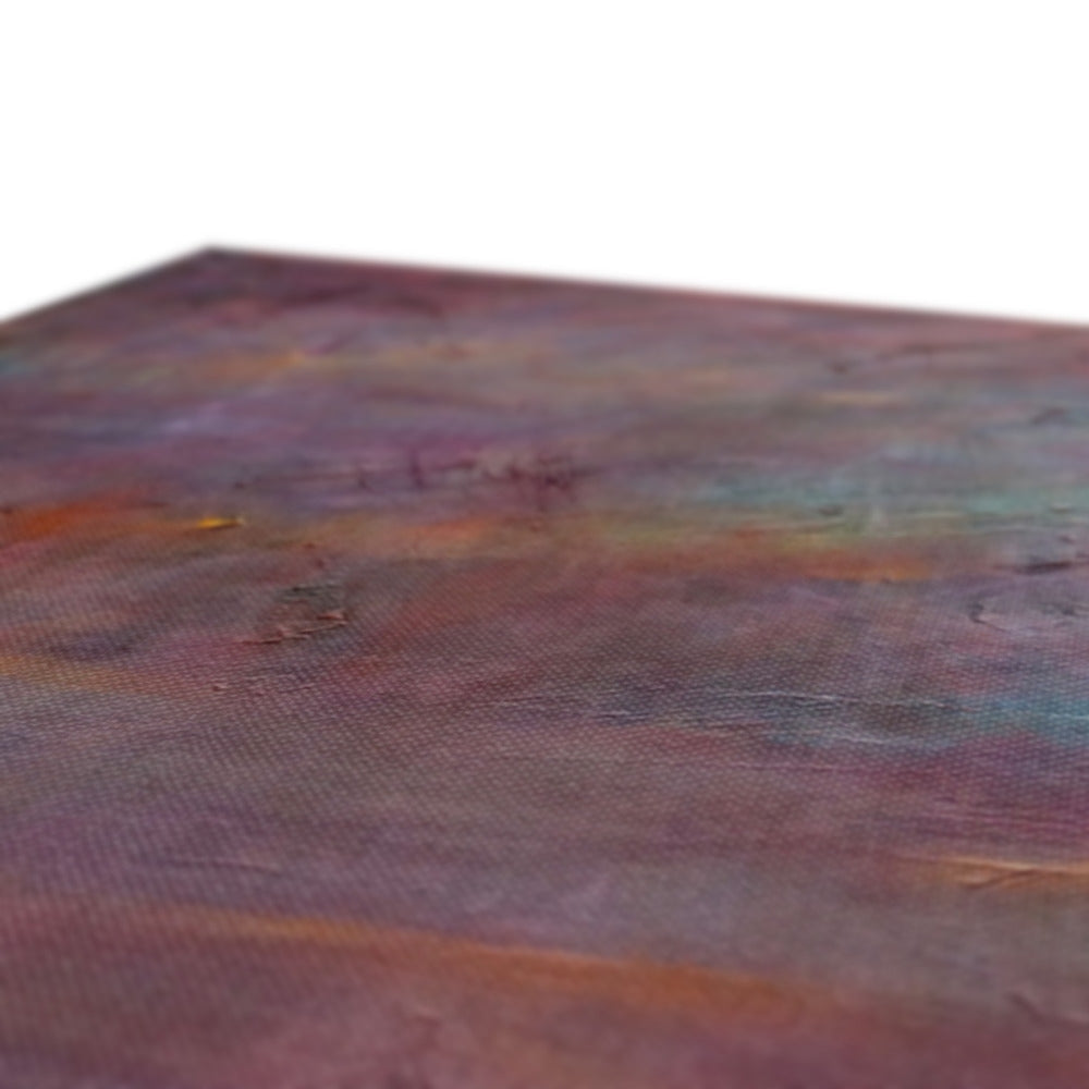Rustic metallic copper textured tabletop in Brooding Holy Loch Canvas