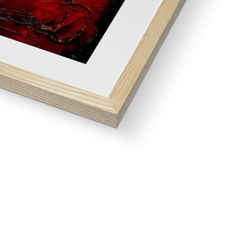 Red Rose Print in Light Wood Frame on White Matte Paper