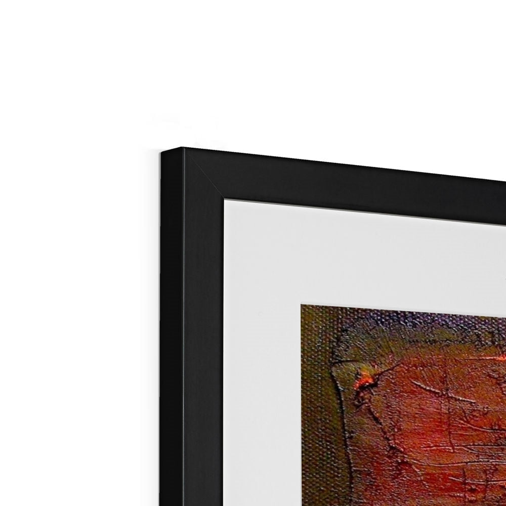 Black framed textured abstract painting of Brooding Loch Rannoch art print