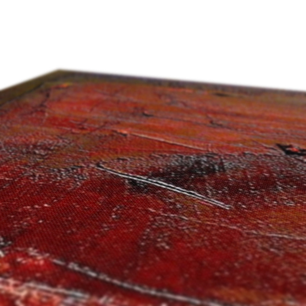 Red and black wooden skateboard grip tape on Brooding Loch Rannoch canvas print