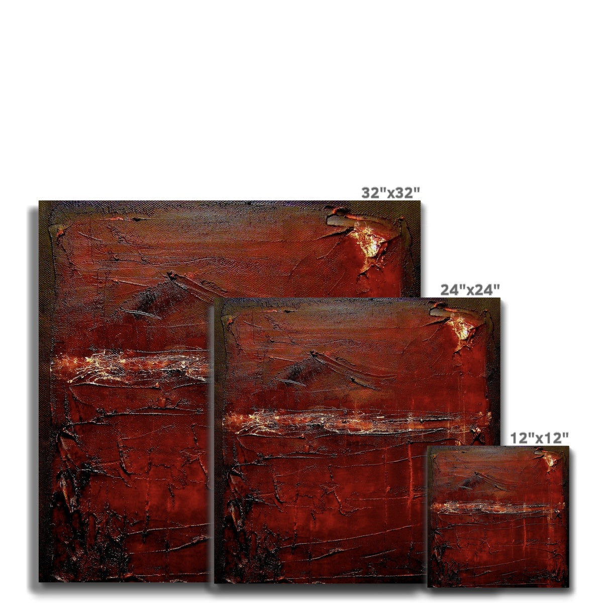 Red abstract textured canvas print of Brooding Loch Rannoch with metallic accents