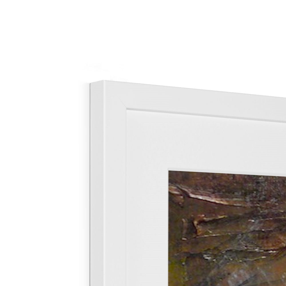 White rectangular frame with textured interior and Brooding Pap Of Glencoe abstract print