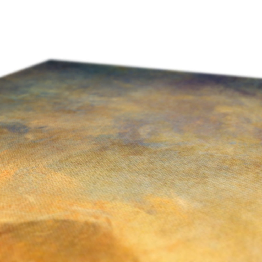 Textured earth-toned Brooding Sligachan canvas print with warm ochre to muted blue gradient