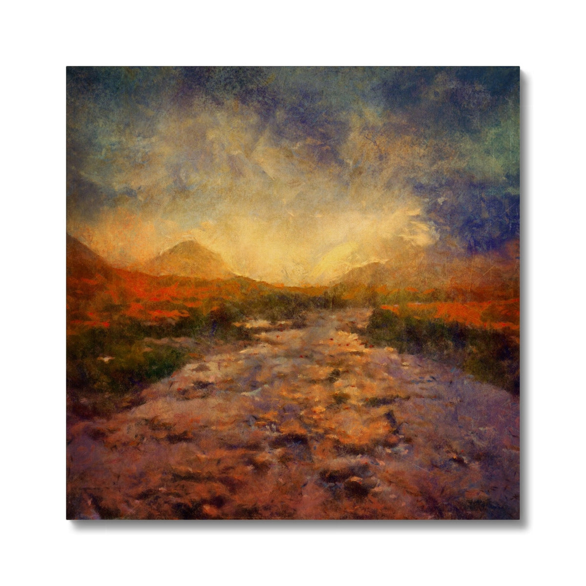 Brooding Sligachan canvas print of rugged mountain trail under dramatic sky