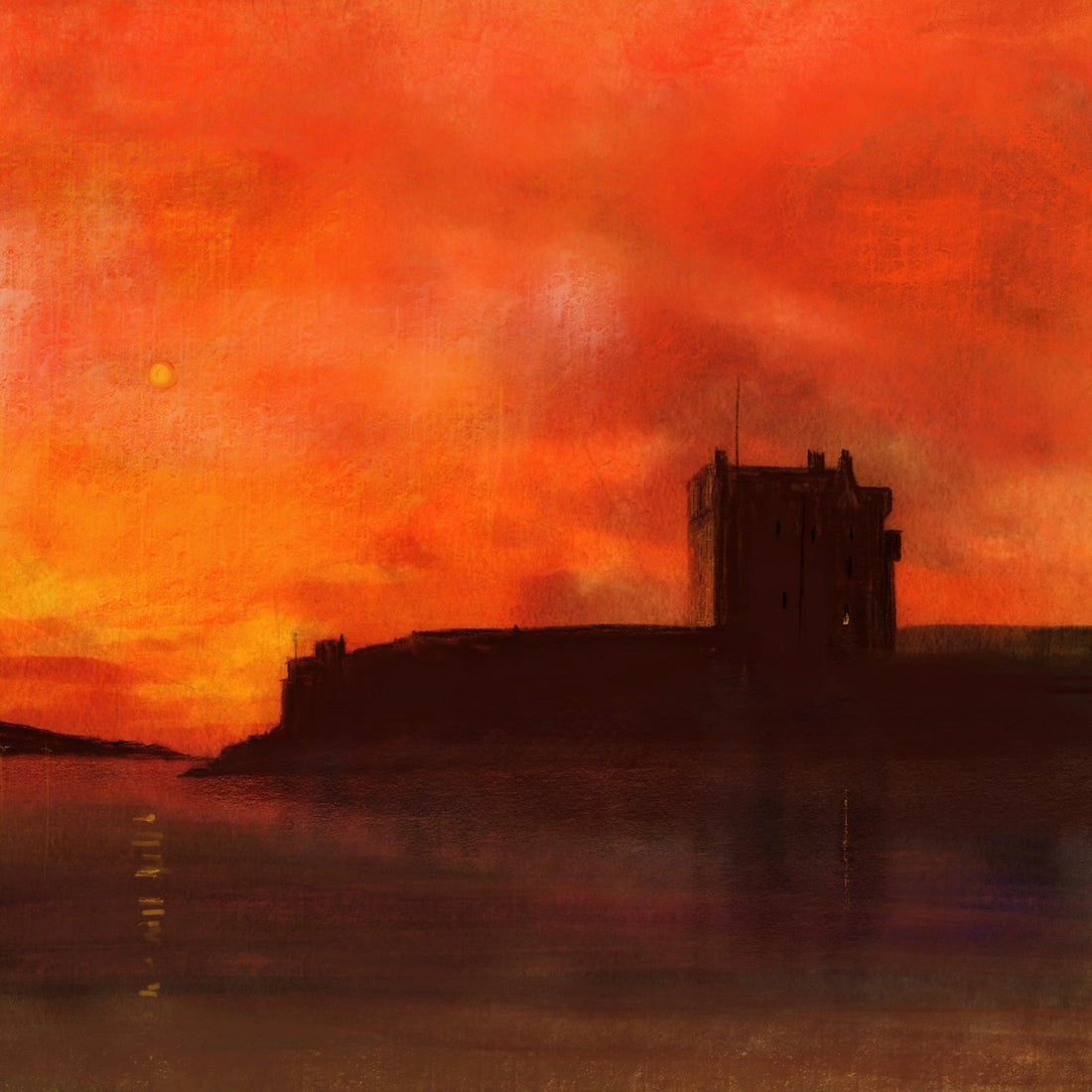 Broughty Castle Dusk Wooden Art Block | Gifts Made In Scotland