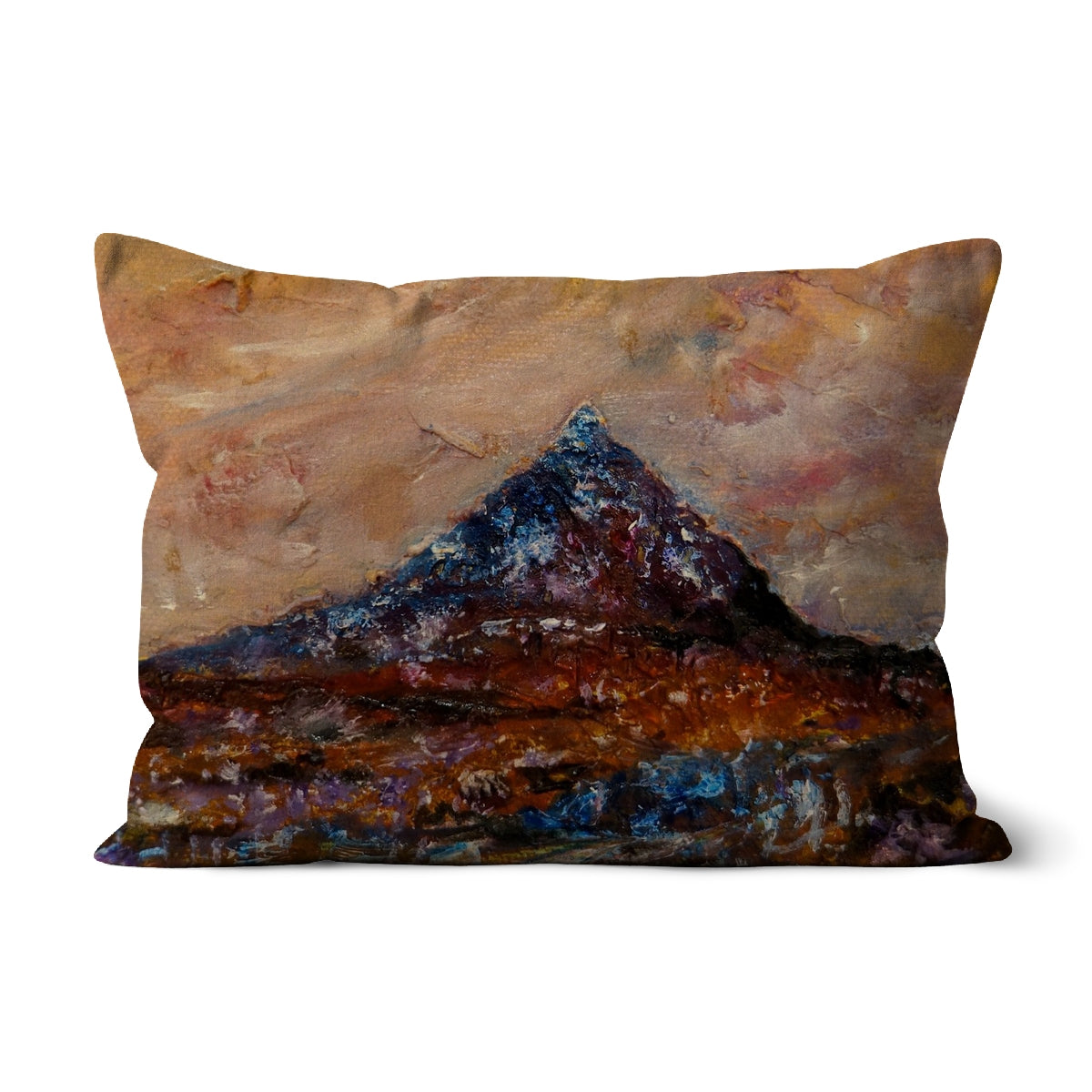 Buachaille Etive Mòr Art Gifts Cushion-Cushions-Glencoe Art Gallery-Faux Suede-19"x13"-Paintings, Prints, Homeware, Art Gifts From Scotland By Scottish Artist Kevin Hunter