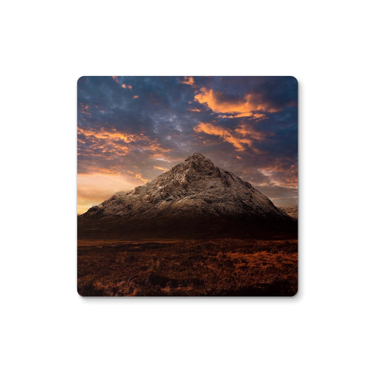 Buachaille Etive Mor Dusk Coaster with vibrant sunset design
