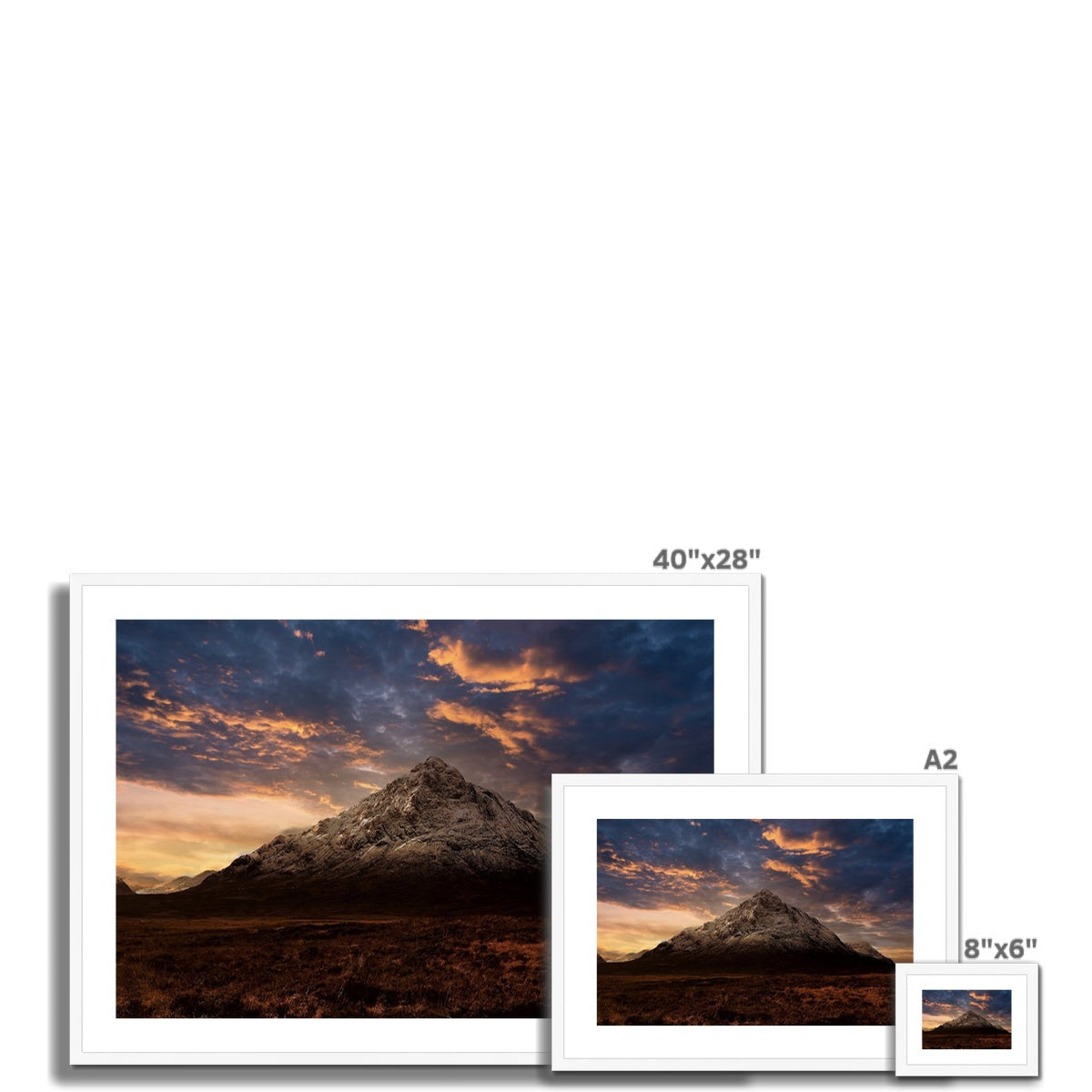 40x28 inch framed Buachaille Etive Mor dusk mountain print