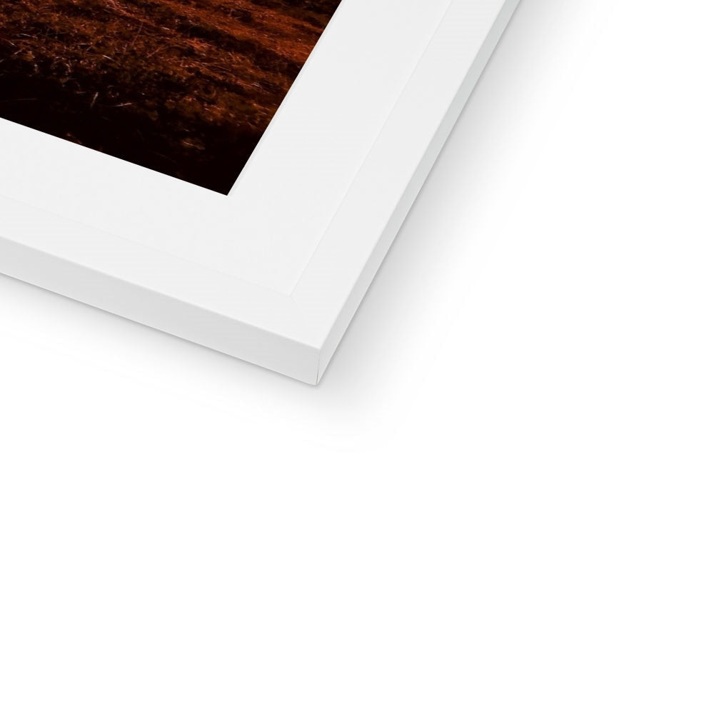 White matte frame with brown wood grain for Buachaille Etive Mor Dusk print