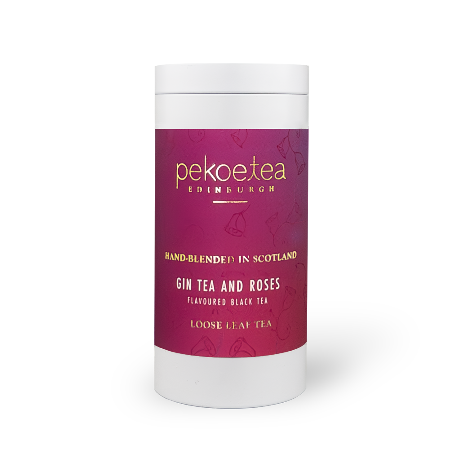 Gin Tea And Roses Pekoe Tea Edinburgh cylindrical white container