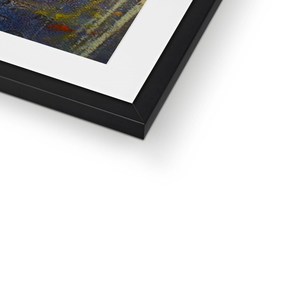 Black matte frame with white mat and Cairngorms Waterfall abstract art print