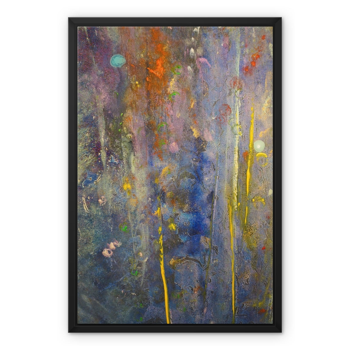 Cairngorms Waterfall Abstract Painting | Framed Canvas From Scotland-Floating Framed Canvas Prints-Abstract & Impressionistic Art Gallery-18"x24"-Paintings, Prints, Homeware, Art Gifts From Scotland By Scottish Artist Kevin Hunter