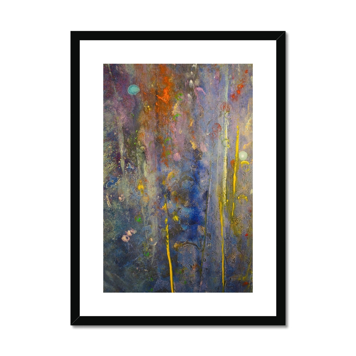 Cairngorms Waterfall Abstract Painting | Framed & Mounted Prints From Scotland-Framed & Mounted Prints-Abstract & Impressionistic Art Gallery-A2 Portrait-Black Frame-Paintings, Prints, Homeware, Art Gifts From Scotland By Scottish Artist Kevin Hunter