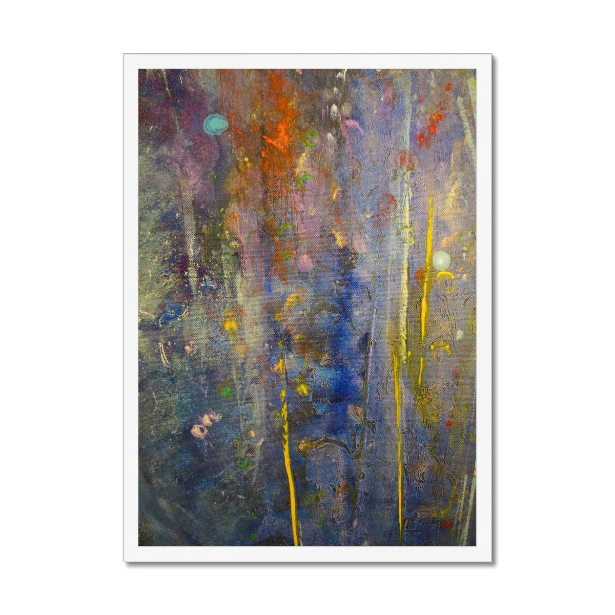 Cairngorms Waterfall Abstract Painting | Framed Prints From Scotland-Framed Prints-Abstract & Impressionistic Art Gallery-A2 Portrait-White Frame-Paintings, Prints, Homeware, Art Gifts From Scotland By Scottish Artist Kevin Hunter