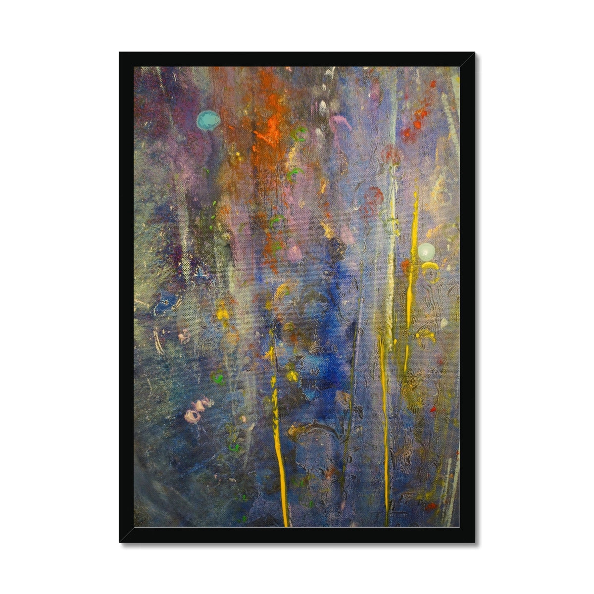 Cairngorms Waterfall Abstract Painting | Framed Prints From Scotland-Framed Prints-Abstract & Impressionistic Art Gallery-A2 Portrait-Black Frame-Paintings, Prints, Homeware, Art Gifts From Scotland By Scottish Artist Kevin Hunter